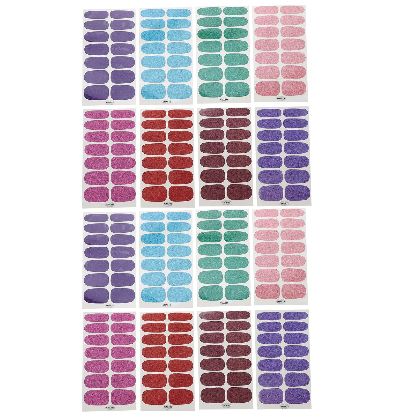 

16 листов наклеек-полосок для ногтей с блестками, глянцевые декоративные наклейки для полного покрытия