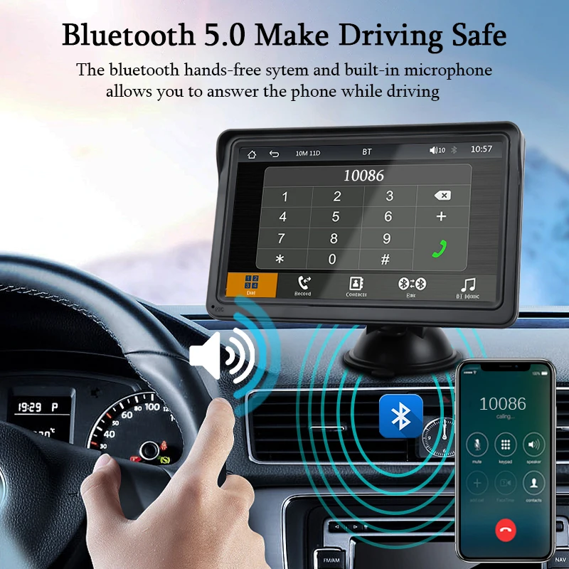 B5300 7inch CarPlay Android Auto Car Radio Multimedia Video Player Portable Touch Screen With USB AUX For Rear View Camera