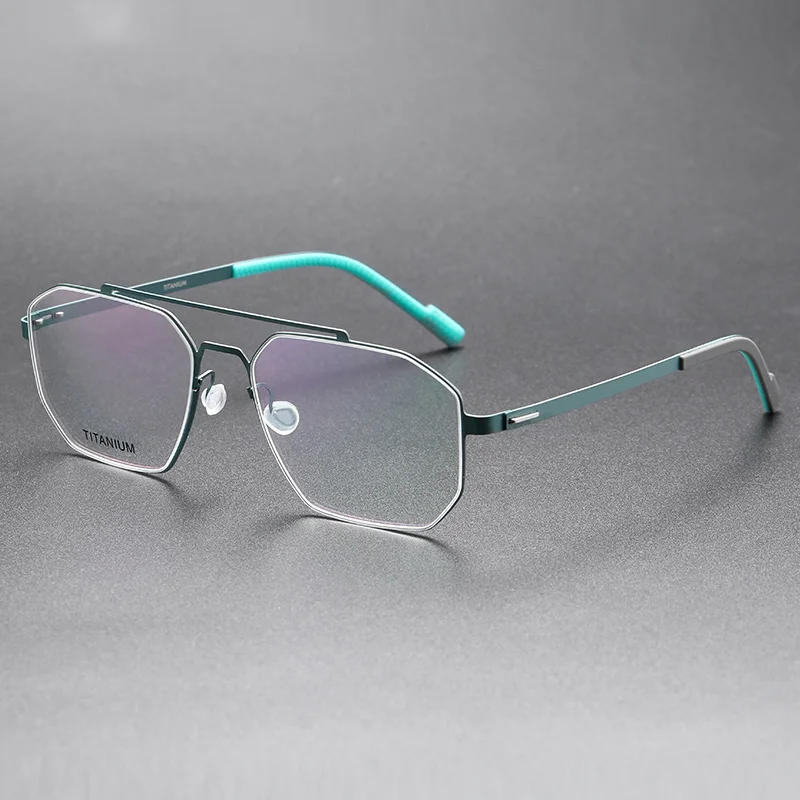 Retro Large Frame Glasses Frame with Myopia Glasses Anti-blue Light Discoloration Pure Titanium Fashion Frame with Sunglasses.