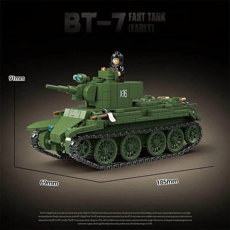 BT-7 Rapid Early Model Tank Series Toy Building Set Military 100290 Armored Vehicle