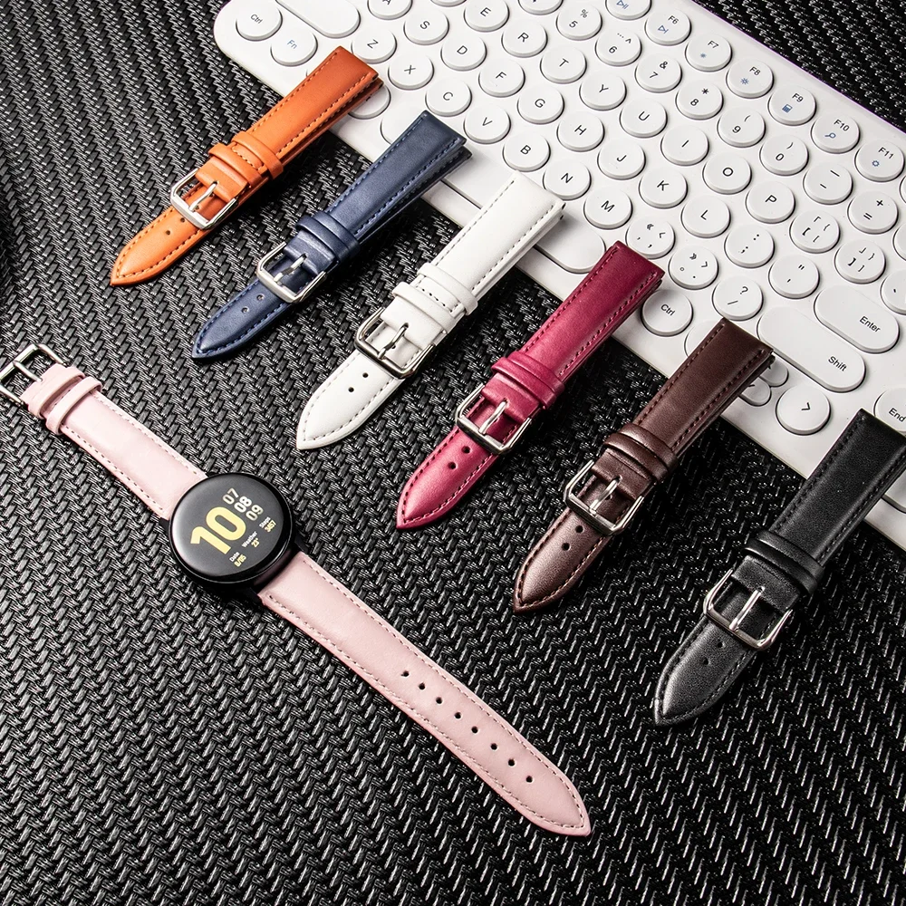 

18mm 20mm 22mm Leather Watch Band for Galaxy Watch 6 Classic Strap for Huawei Watch GT 4 41mm 46mm Bracelet for Amazfit GRT 4