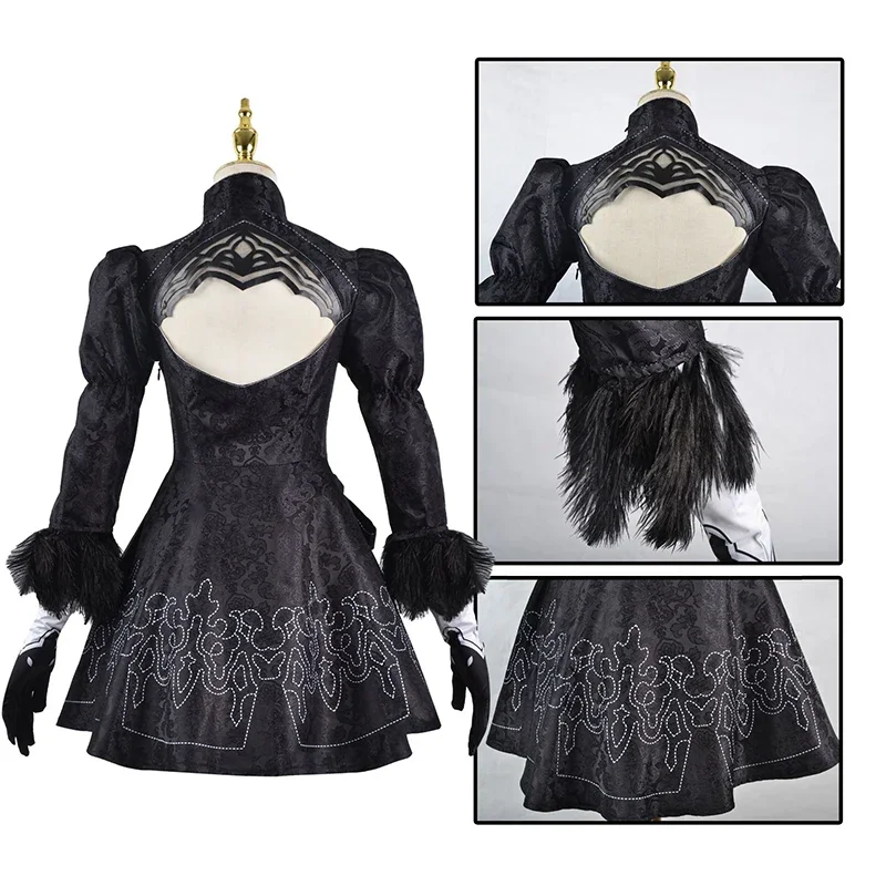 Nier Automata 2b Cosplay Costume para Mulheres, YoRHa No. 2, Tipo B, Vestidos Sexy, Uniforme, Peruca, Terno, Trajes de Halloween