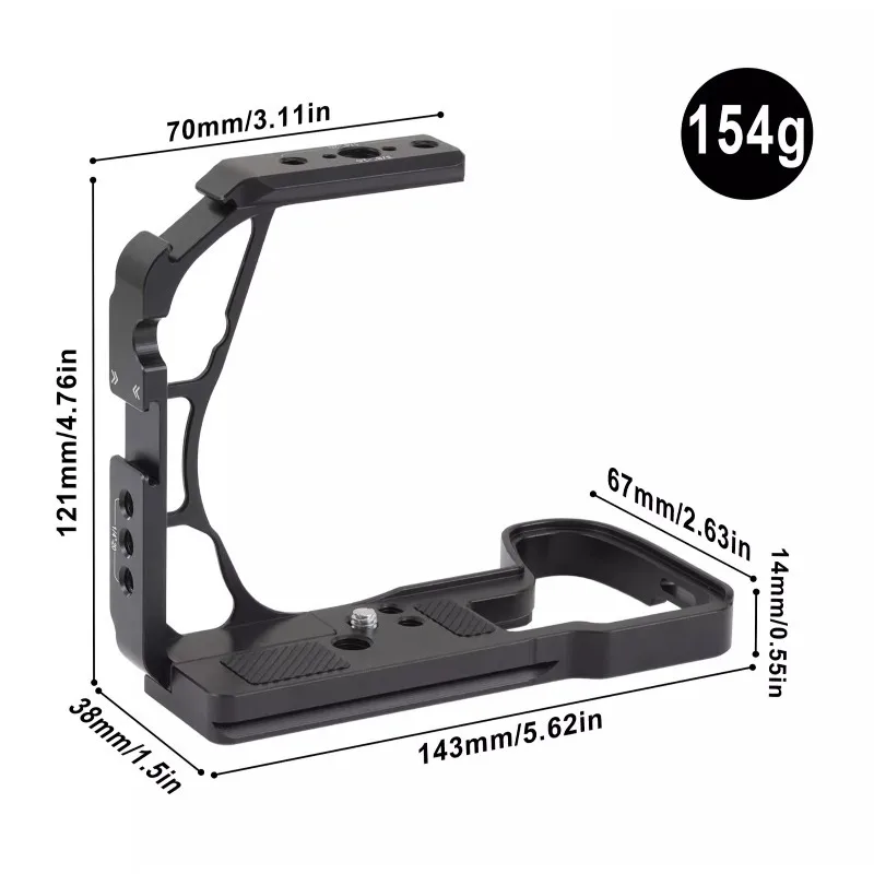 

Half Metal Camera Cage for Panasonic Lumix S1RII/S1II/S1IIE | with Side Handle & Integrated Quick Release Plate