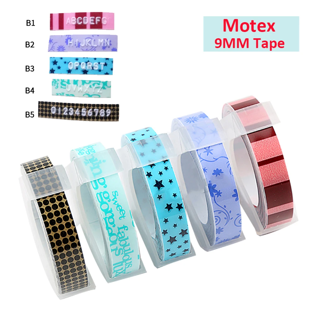 15 Colors DIY Motex 3D Embossing Label Tape 9mm x 3m Refill Tapes for Dymo 1880 12965 Ribbon Printer Typewriter MOTEX E101 E202