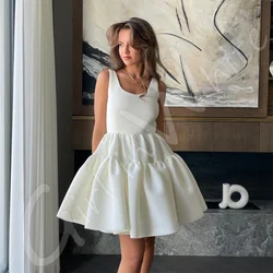 Simple Mini Short Wedding Dresses Sleeveless Tank Satin Bridal Gowns customized Elegant A-Line Bride Robes Vestidos De Novia