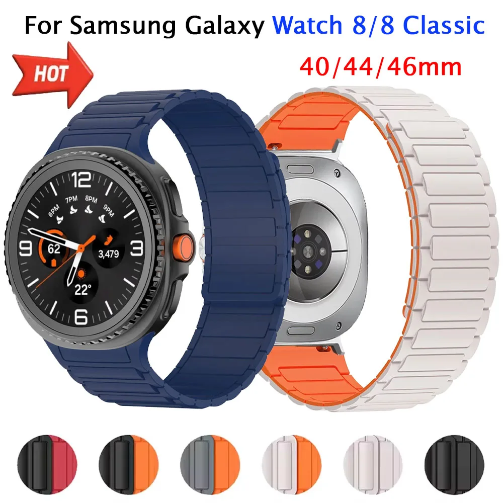 Sport-Silikonarmband für Samsung Galaxy Watch 8 40 mm 44 mm, magnetisches Ersatzband für Galaxy Watch 8 Classic 46 mm Armband