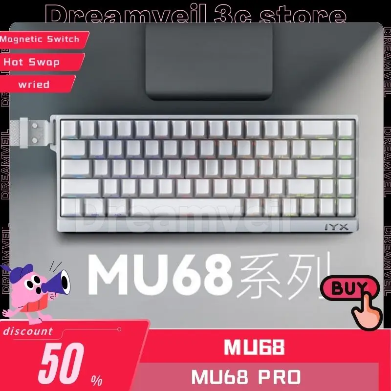 

IYX MU68 Pro Gamer Механическая клавиатура Проводная клавиатура с магнитным переключателем RGB Подсветка Горячая замена Клавиатура для киберспорта RT Игровая клавиатура