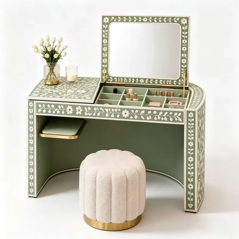 Custom-made Light Dressing Table Bedroom Vanity Modern Minimalist Hand-painted Multi-functional Flip-top Dressing
