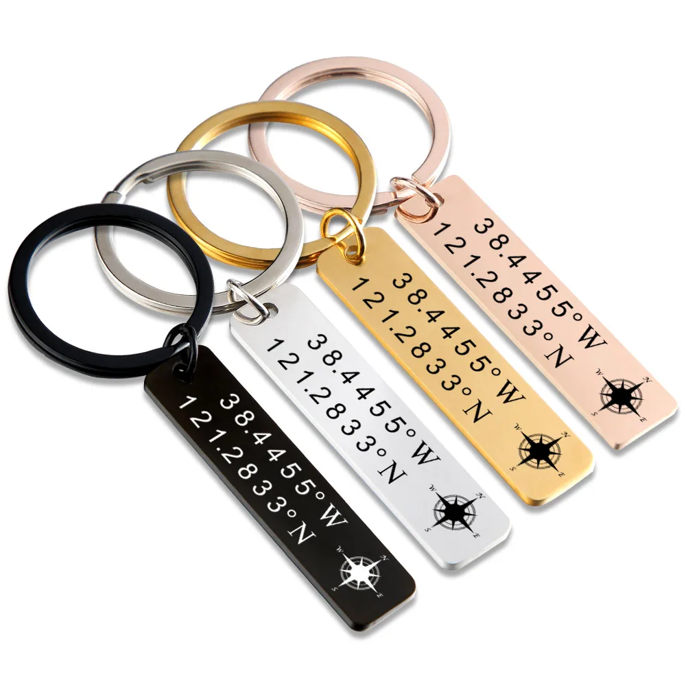 Custom Coordinates Latitude Longitude Keychain, Graduation Keychain, Special Location KeyChain, Trip Keychain,Anniversary Gift