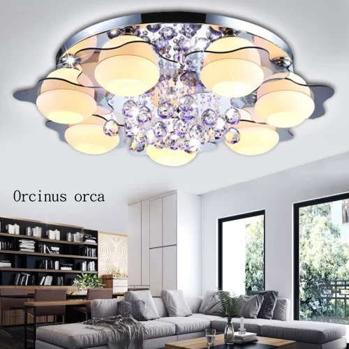 Led living room crystal lamp ceiling lamp color changing circle bedroom lamp dining room lamp study household lamp