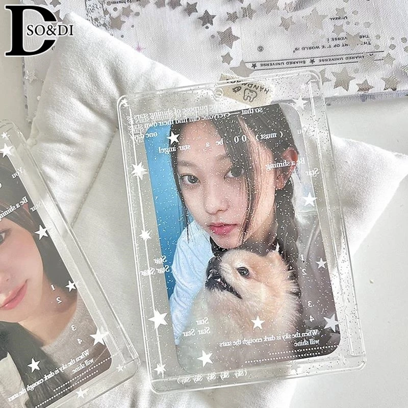 Acrylic Kpop Photo Card Holder Anti-lost Keychain 3 Inch INS Transparent Idol Protective Case Bag Bus Cards Sleeves Supplies