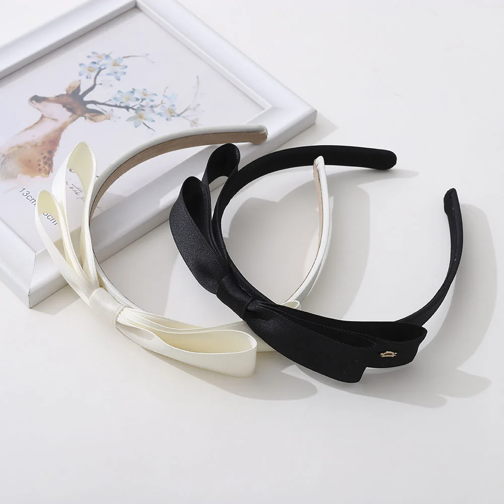 Fashion Bow Black Narrow Side Fine Hair Band Girls Delicate Simple Charm Korean Version Of Hair Accessories Headband Wholesale