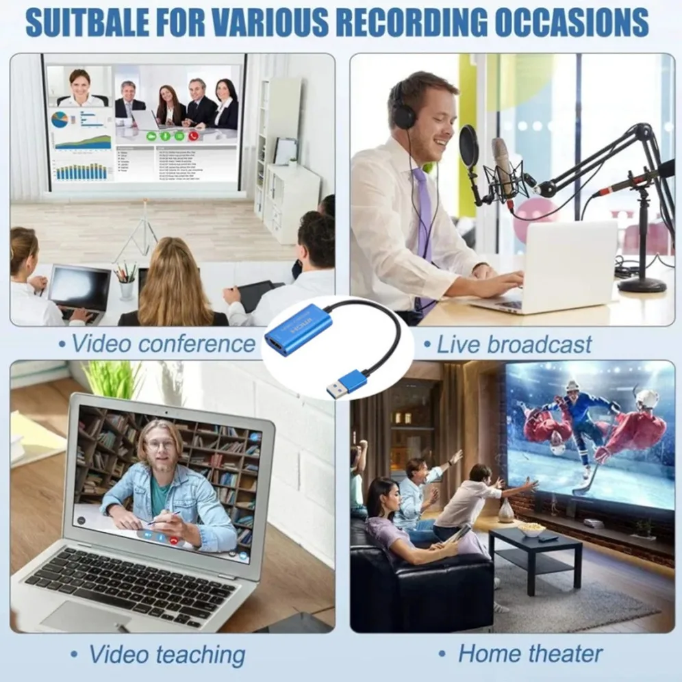 การ์ดจับภาพวิดีโอ USB 3.0 HDMI เป็น us/type-C บันทึกเกม Grabber สำหรับสวิตช์ Xbox PS3/4เกมสดสตรีมมิ่งเครื่องบันทึกวีดีโอ