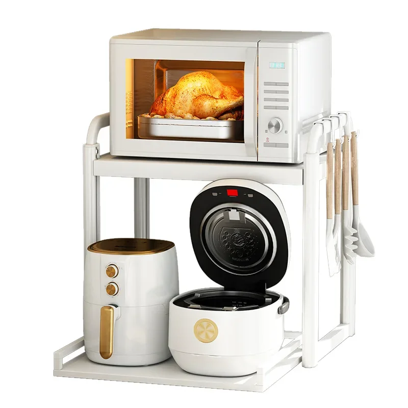 

Rice cooker rack pullable kitchen countertop microwave oven double shelf air fryer storage rack