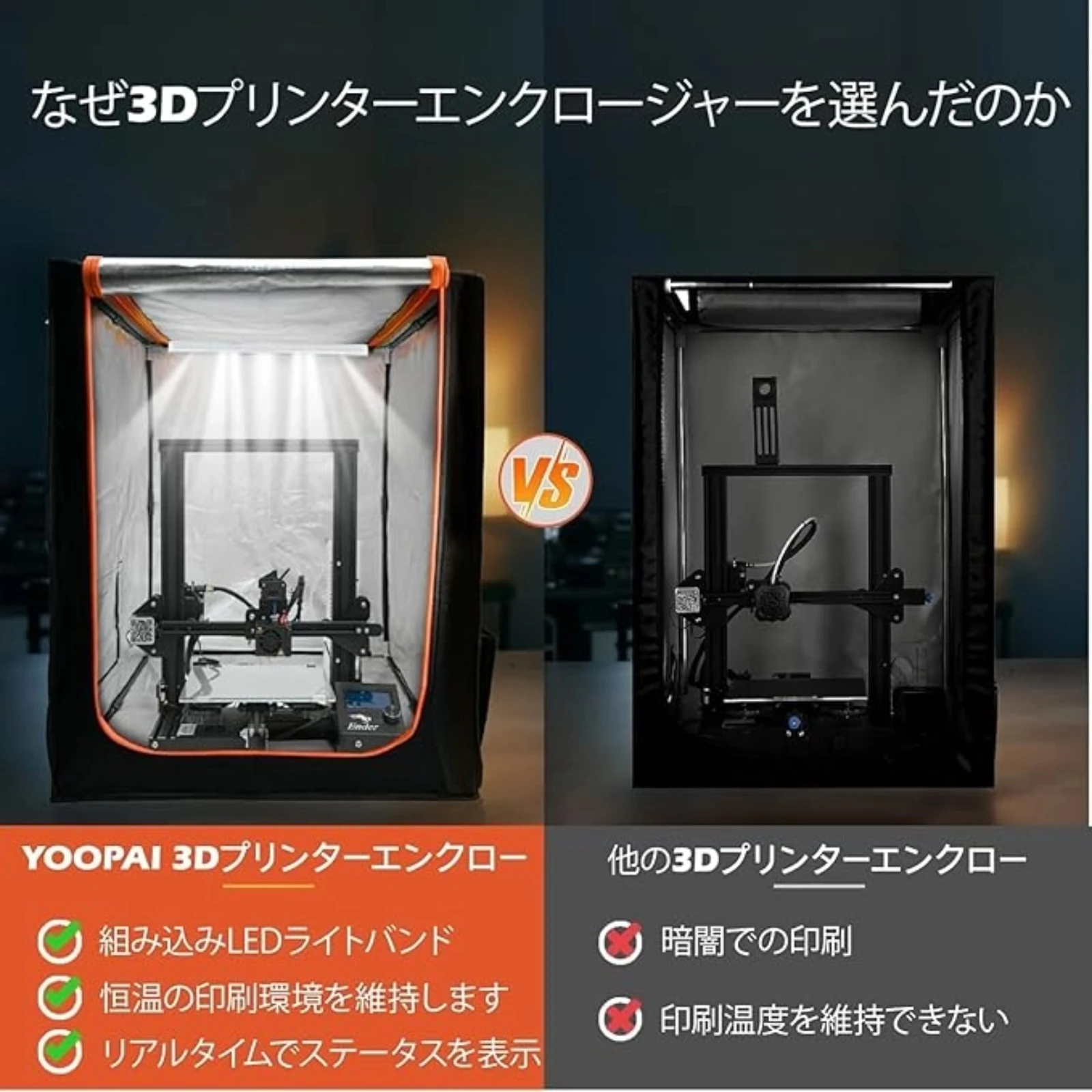 YOOPAI طابعة ثلاثية الأبعاد متوسطة الضميمة مع ضوء LED منزل طابعة ثلاثية الأبعاد لسلسلة Creality K1 أندر الضميمة مقاومة للحريق والغبار