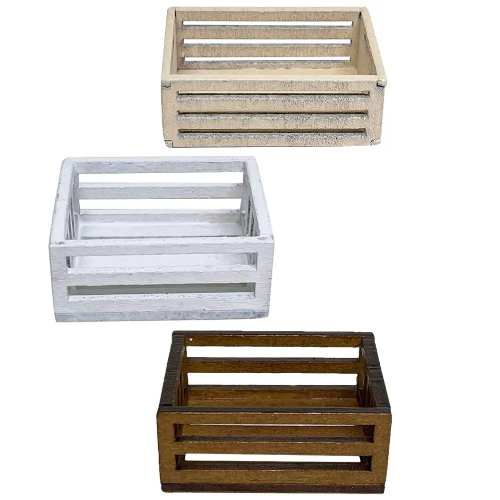 

3 Pcs Mini Basket Decor Miniature Ornament Small Artificial Storage Model Wood House Accessories