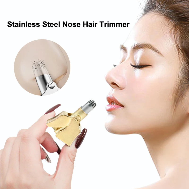 Nose Hair Trimmer Gold Portable Steel Nose Hair Trimmer For Men/Women Manual And Washable Ear And Nose Hair Remover Shaver