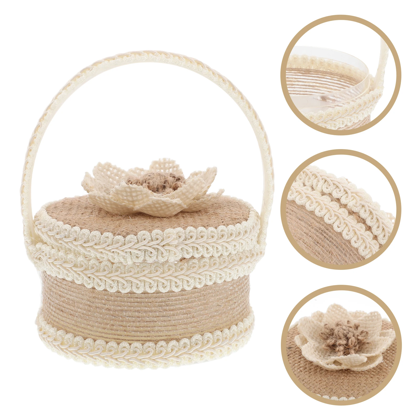 

Wedding Ring Burlap Flower Girl Basket Ring Bearer Proposal Jute Jewelry Tray Cloth Jewelry Holder Decor Engagement