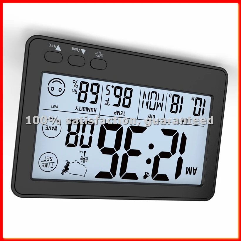 Small Desk Clock, Auto Set Digital Desk Clocks with Temperature, Humidity and Date,Alarm Clock for Bedroom,Office-A63M