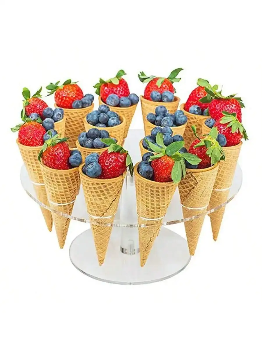 1 pc 16 hole acrylic transparent ice cream rack, cone cone display rack, cake cone rack, popcorn flower rack, wedding buffet foo