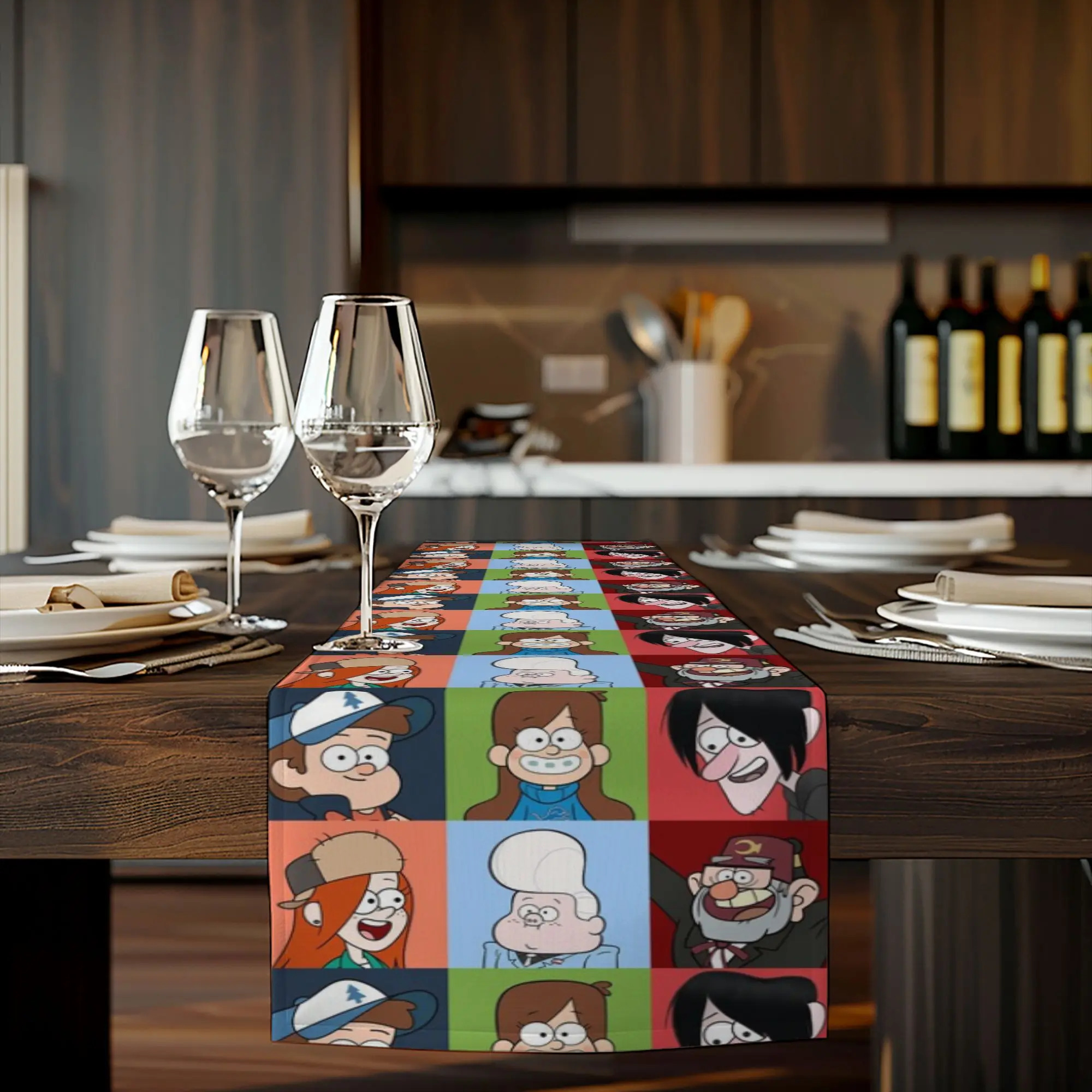 

1 Piece of Disney Official Pop Art Table Runner, Available in Beige, Brown, and Red, Suitable for Indoor/Outdoor Dining, Weddings, and Parties