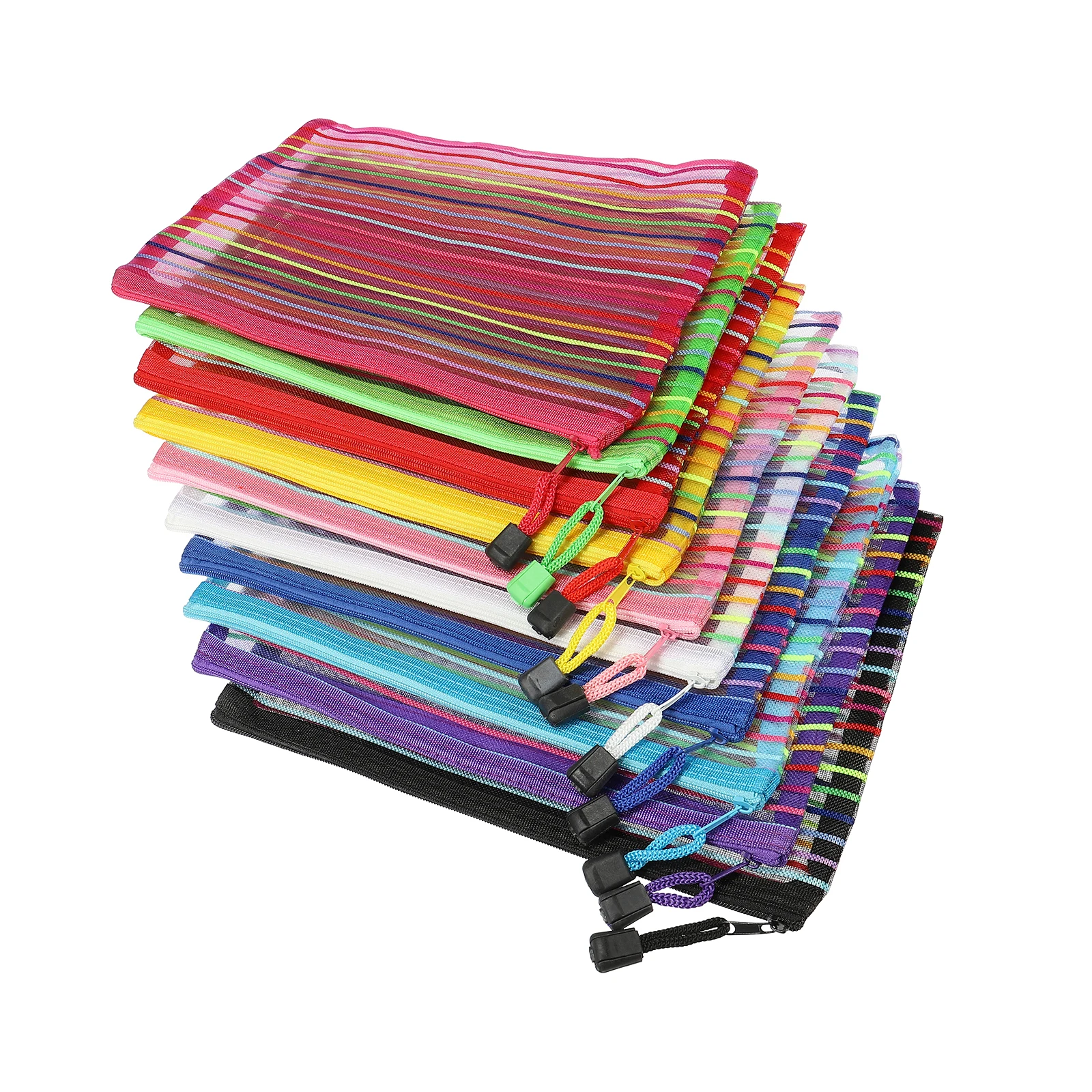 

10Pcs A4 A5 B6 Rainbow Color File Bags Nylon Mesh Document Bag Pencil Case Multi-purpose Storage Bag School Office Supplies