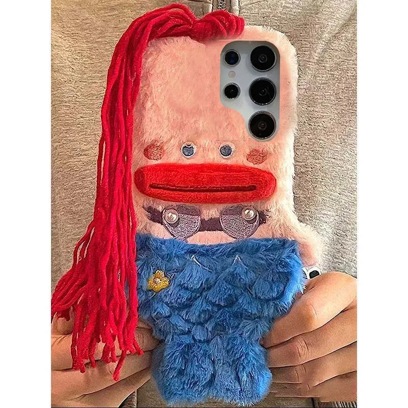 Mermaid Funny Fur Phone Case For Huawei P40 Lite P30 P20 Nova 14 13 12 11 9SE 13i 12i 8i 7i 3i 5T Y61 Warm Coque Soft Shell Girl