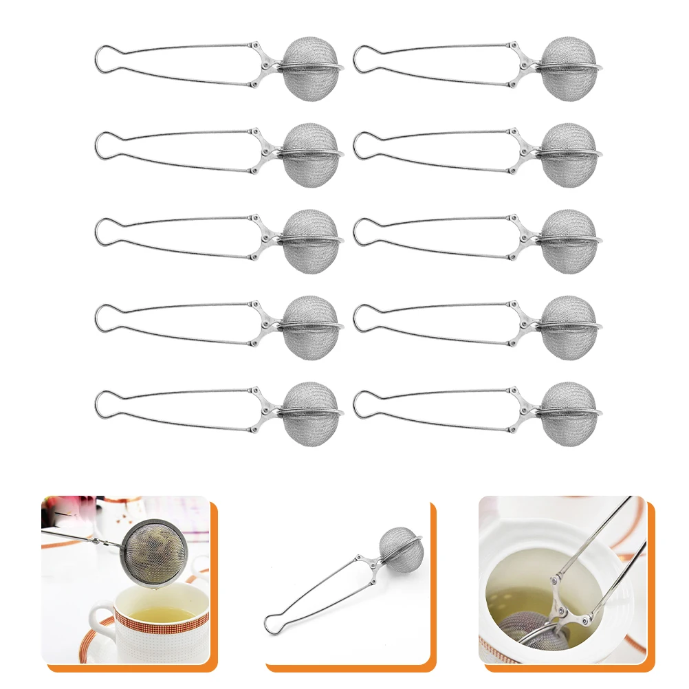 

10 Pcs Stainless Steel Tea Strainer Infuser Steeper Mesh Loose Leaf Filters Kitchen Bar Use Heat Resistant