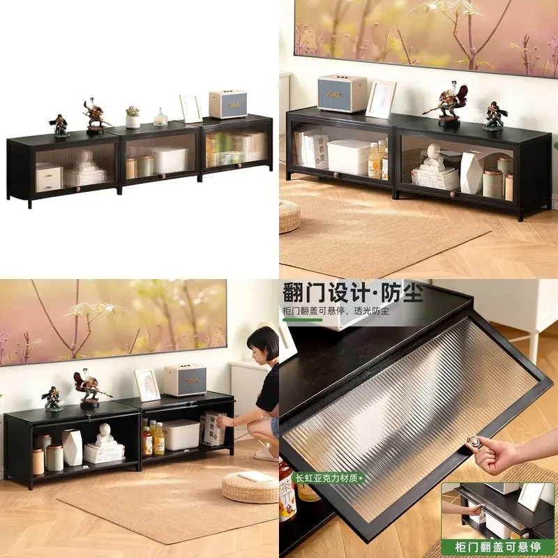 Simple Floor to Ceiling TV Cabinet for Living Room Small Apartment Storage Unit with Coffee Table Combination for Rental