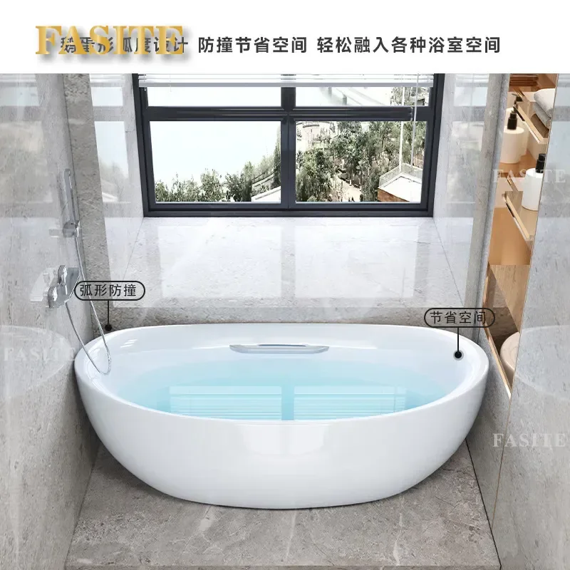 For Freestanding Acrylic Bathtub 1.7m Princess Style with Armrest Heating Function Household Bathroom