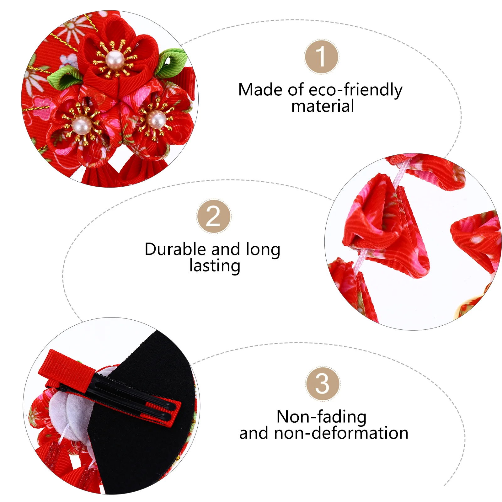 Braided Hair Clips Tassel Bell Accessory Decoration Japanese Style Headdress Bun Classical Fan Shape Red Miss