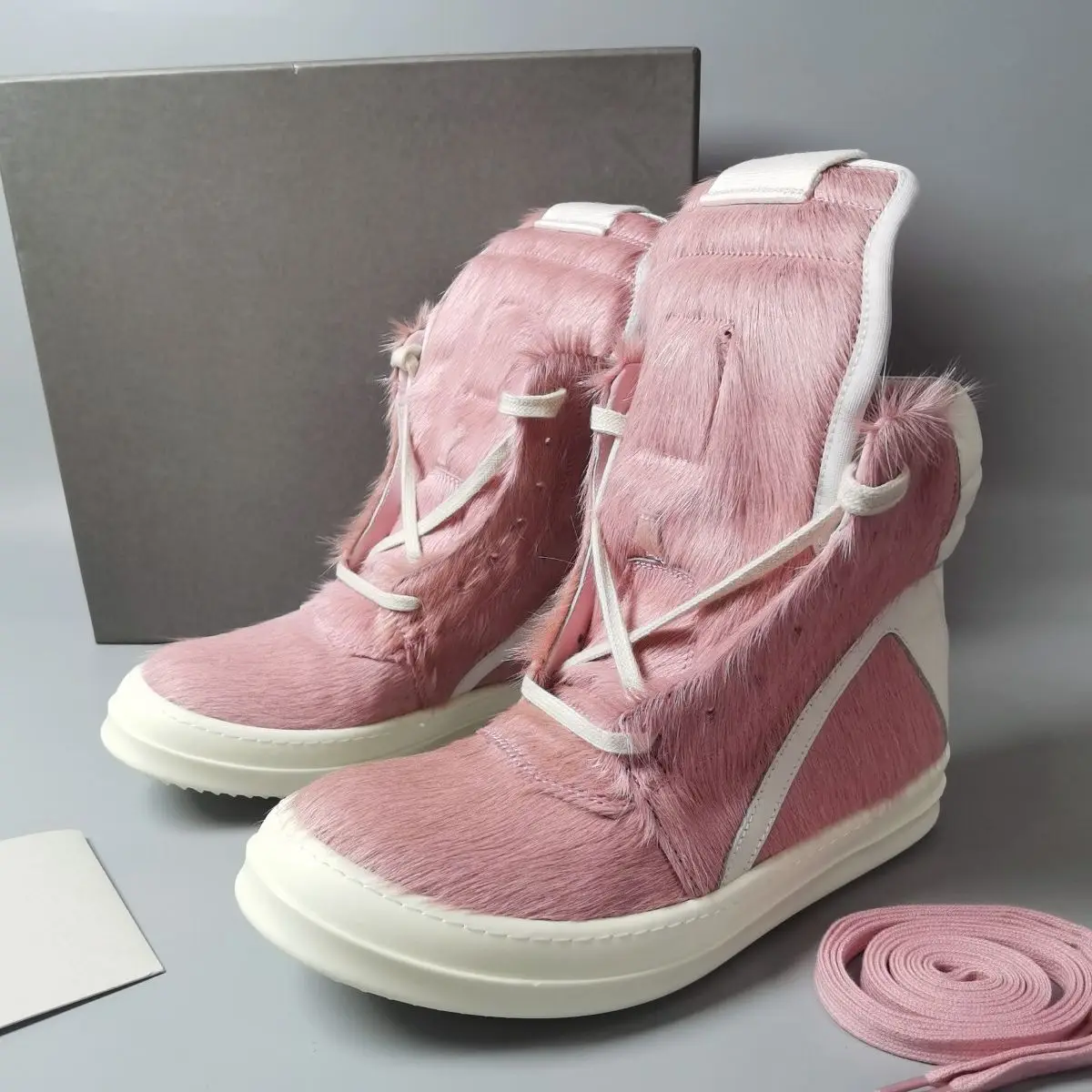 

Black& Street Luxe 2023ssTPU Fragrance Sole Rose Fur Horsehair Geo-basket Boot