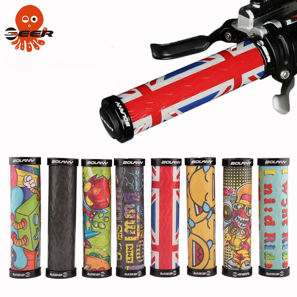 SEER دراجة القبضات الجبلية دراجة المقود القبضات المطاط الثنائي قفل الدراجات الجبلية المقود القبضات عدم الانزلاق الدراجات الدراجة الملحقات