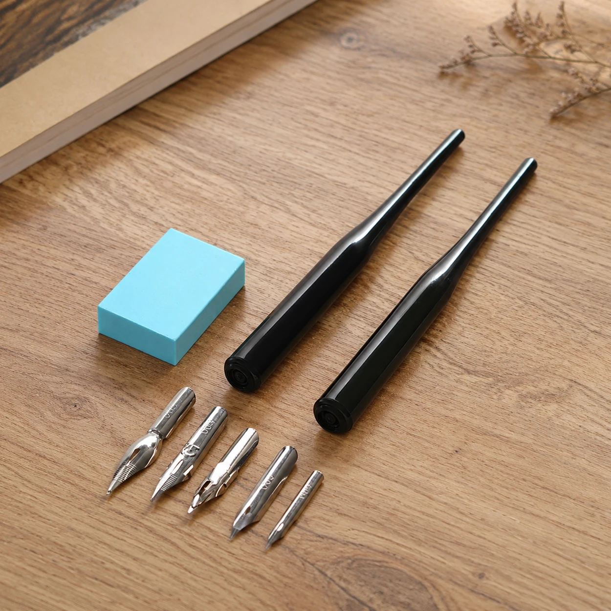 SeamiArt Dip Pen Set with 5pcs Nibs 2pcs Holder and 1pc Eraser For Artist Anime Comic Calligraphy