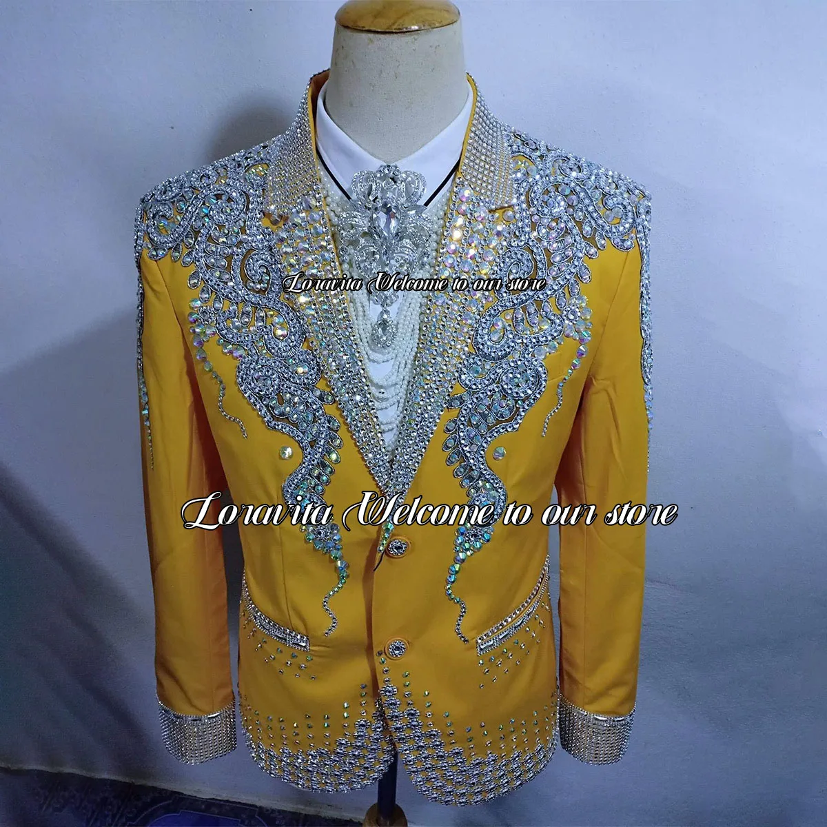 Sparkle Crystals Gem Men Suits For Wedding Groom Tuxedos Formal Male Prom Party Blazers 2 Pieces Sets Slim Fit Costume Homme