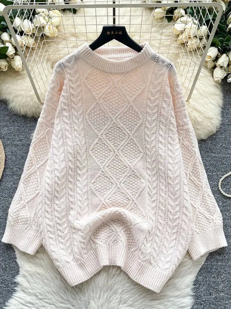 البلوزات النساء الخريف الشتاء كسول نمط بلوزة كاجوال محبوك أعلى الإناث فضفاضة طويلة الأكمام الشارع الشهير الكورية #3