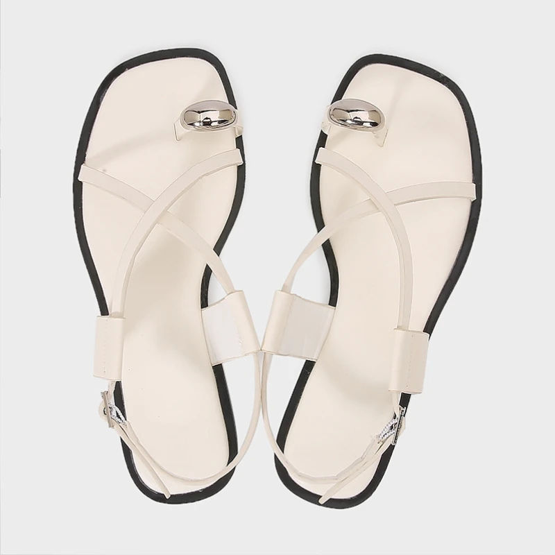 2026 New Summer Women\'s Sandals Casual Comfortable Flat Bottom Versatile Cross Thin Strap Roman Vacation Beach Shoes for Lady