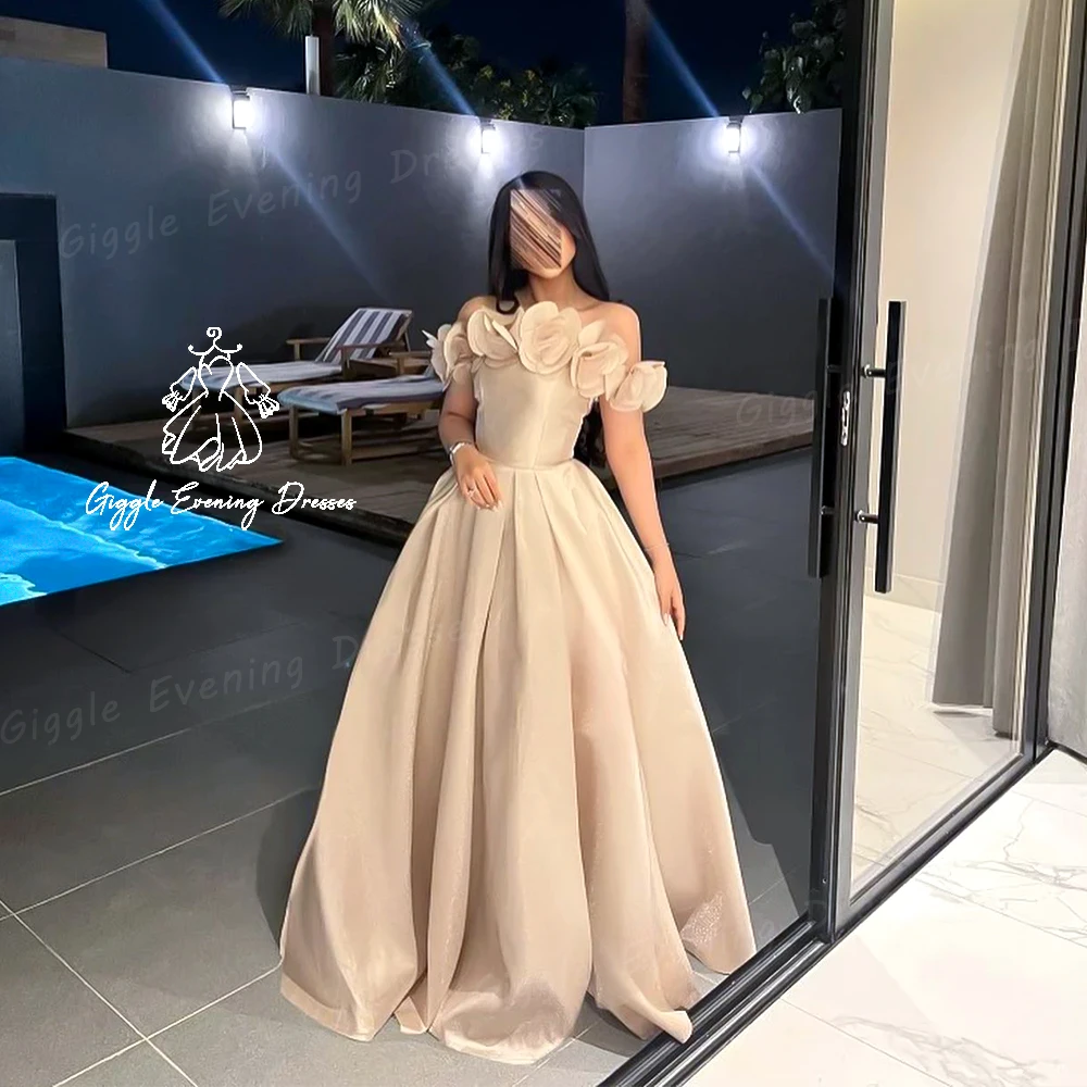 

Giggle Boat neck luxury Appliques Arabia Floor-Length elegant party dresses woman 2024 Flowers A-LINE Evening Gown فساتين سهرة