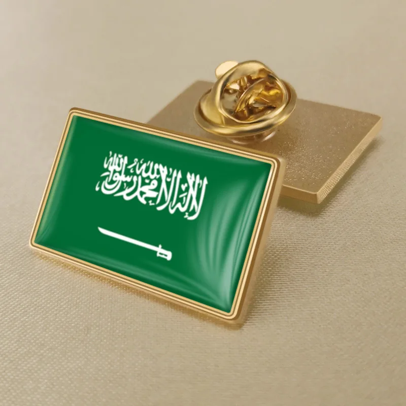 Saudi Arabia Flag Brooch Enamel Pin SA National Flag Lapel Backpack Bag Badge Jewelry Decoration دبوس العلم السعودي