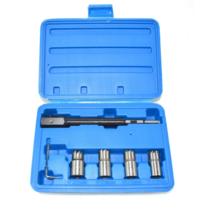 1 Set Injector Remover 5Pcs Diesel Injector Seat & Cleaner Carbon Remover Seat Tools Cutter Milling Cutter Set Universal Car