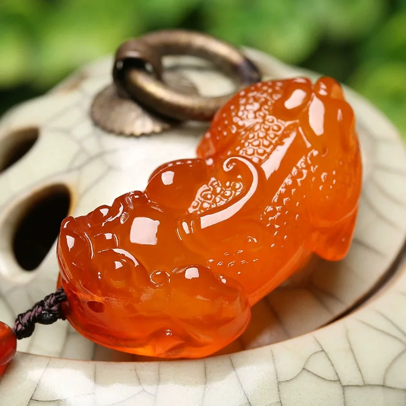 Chalcedony Ruyi Pixiu Orange Pendant, The Same for Men and Women