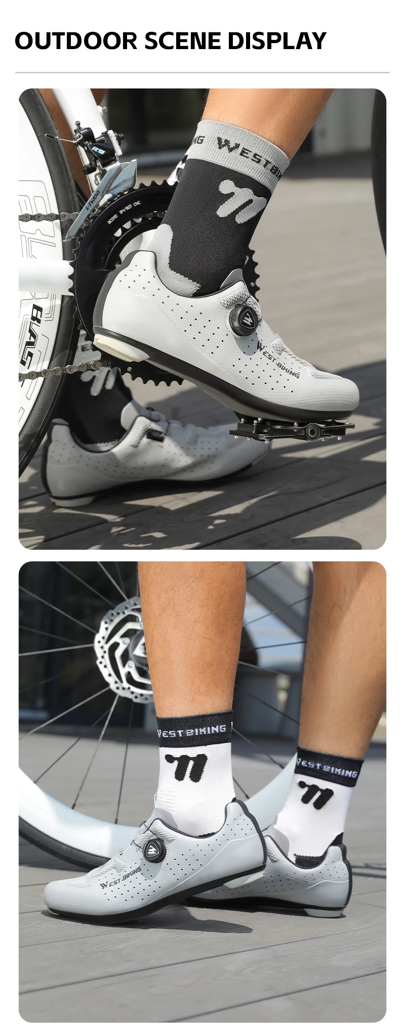 WEST BIKING Fahrradsocken für Männer und Frauen, Schnelltrocknende Sportsocken, 1/2/3 Paar, Atmungsaktive Lauf- und Fahrradausrüstung, EU-Größe 37-43 – Detail 13