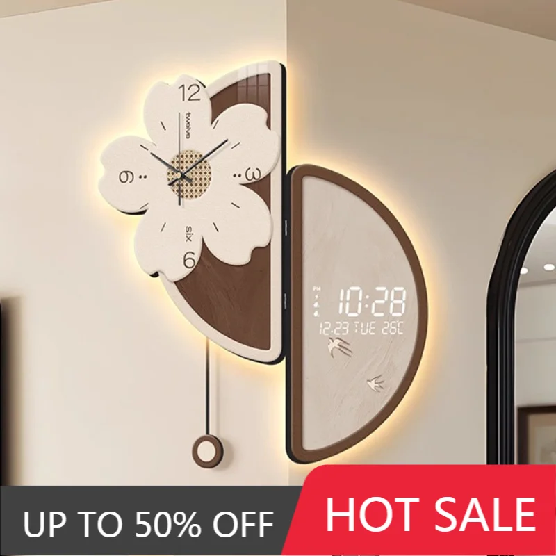 Modern Luxury Large Size Wall Clocks Wood Wall Clocks Elegant Living Room Clock Home And Decoration Clock Corner Electronic