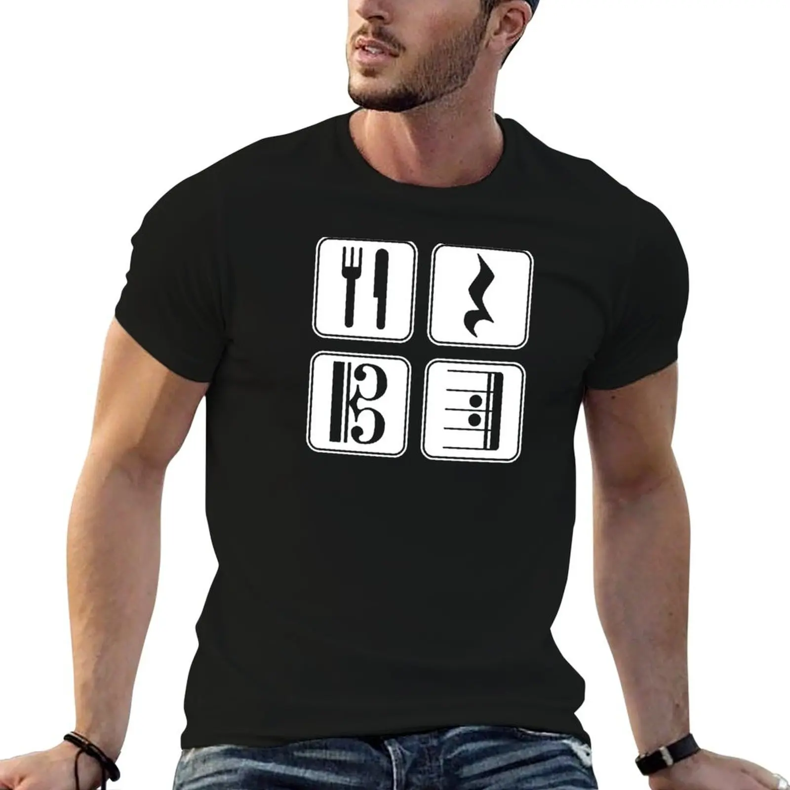 Alto Clef Funny Music Eat Rest Play Repeat T-Shirt Stain Resistant Casual Tee