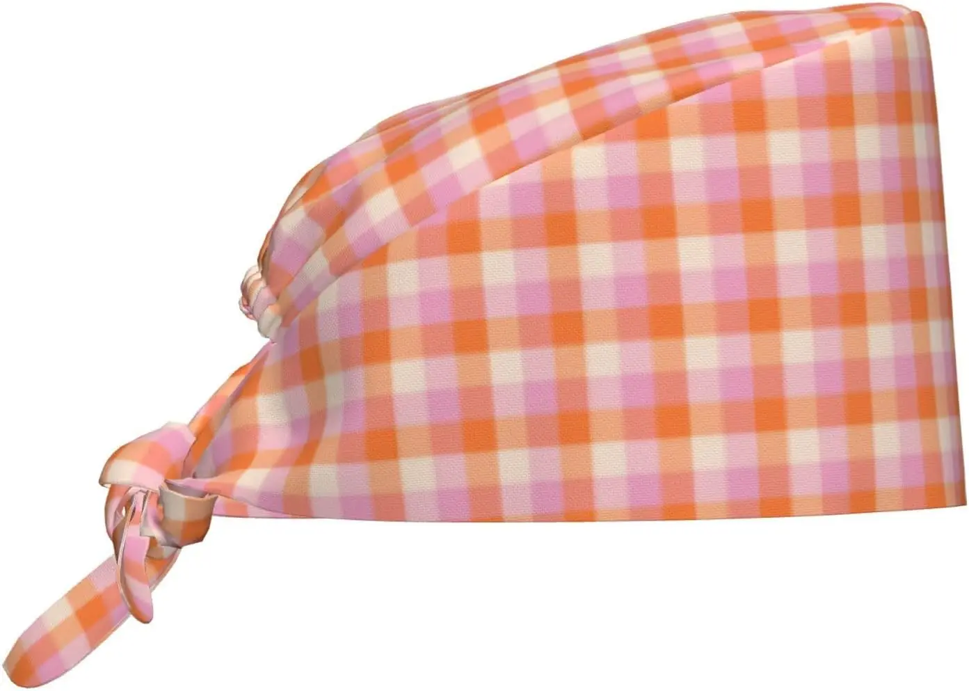 Square Orange Purple Plaid Scrub Caps Women Men - Adjustable Nurse Caps Scrub Hats for Women Men, Working Caps wit