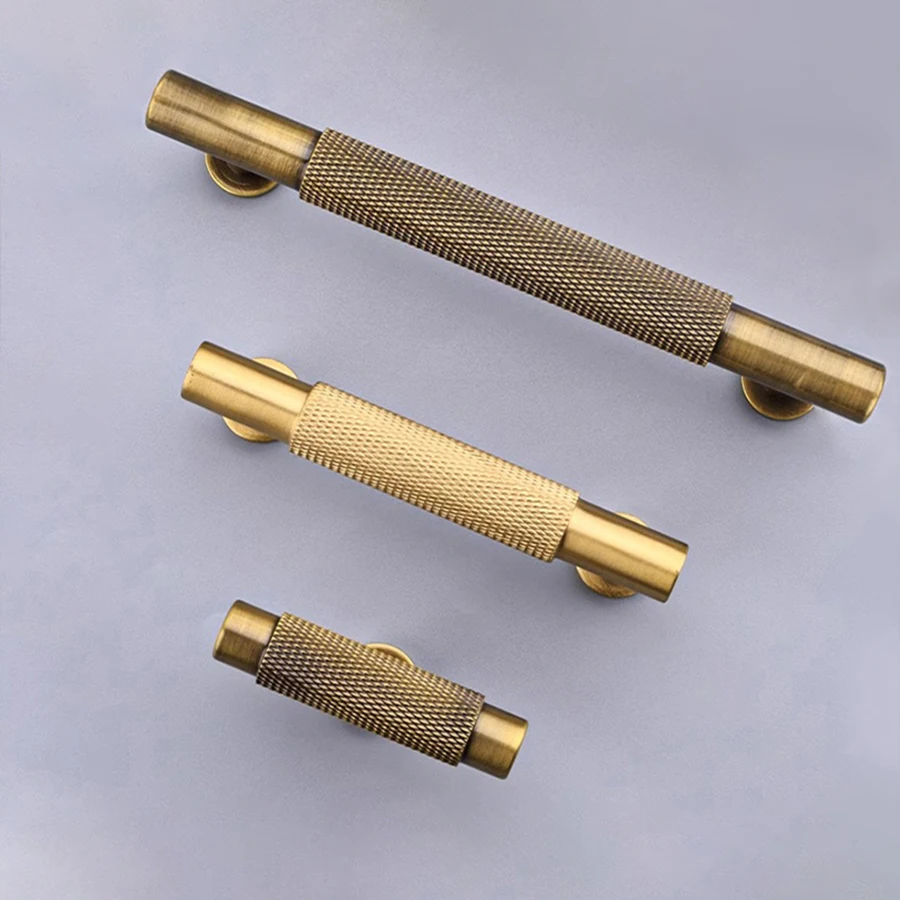 European Style Gold Knurled/Textured kitchen handles Brass mesh knurling knobs Cabinet Handles Drawer Pulls Bedroom Knobs