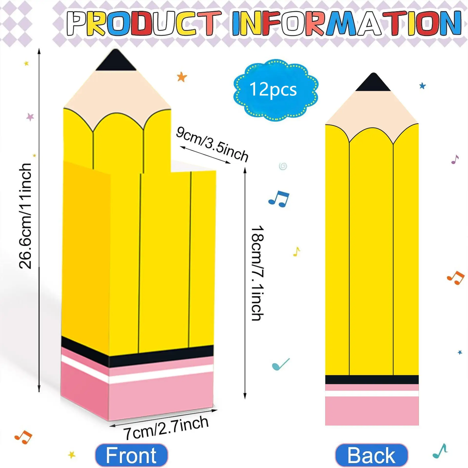 12 pezzi torna a scuola matita scatole di caramelle porta Popcorn sacchetti regalo per insegnanti scatole di caramelle bomboniere benvenuto ritorno