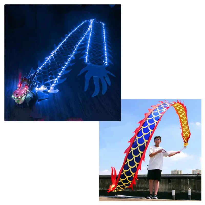 

Lighting Chinese Dance Dragon Set Outdoor Fitness Stage Performance Ribbons Props New Year Gift Funny Wu Long Toys 3/5/8/10m