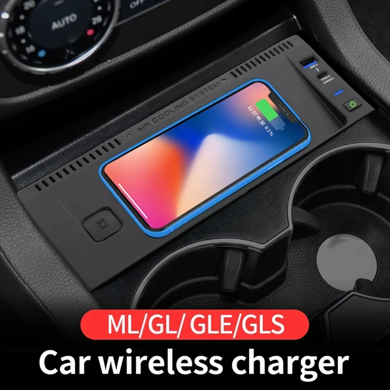 15W for Qi Wireless Charger Fast Phone Charger Charging Panel Phone Holder for Mercedes Benz W166 C292 X166 GLE350 GLS GL ML