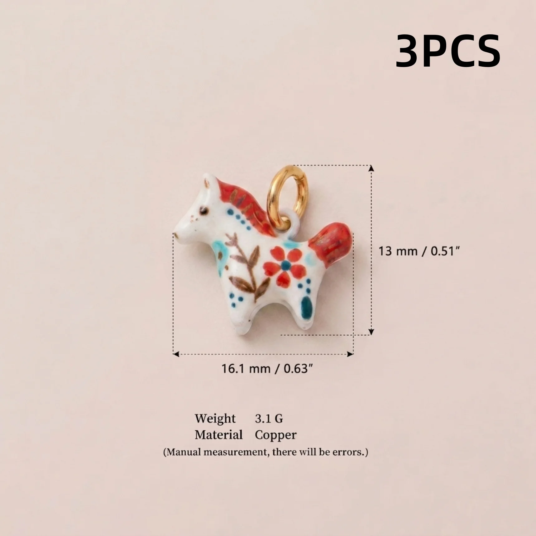 3 Stück Modische Einfache Beliebte Tier-Serie Kätzchen Rotes Pferd Biene DIY Anhänger Charms für Schmuck – Detail 6
